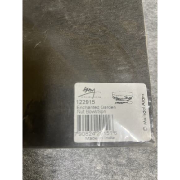 Michael Aram Enchanted‎ Garden Nut Bowl With Spoon Stainless Steel Brass Crystal - Picture 8 of 10